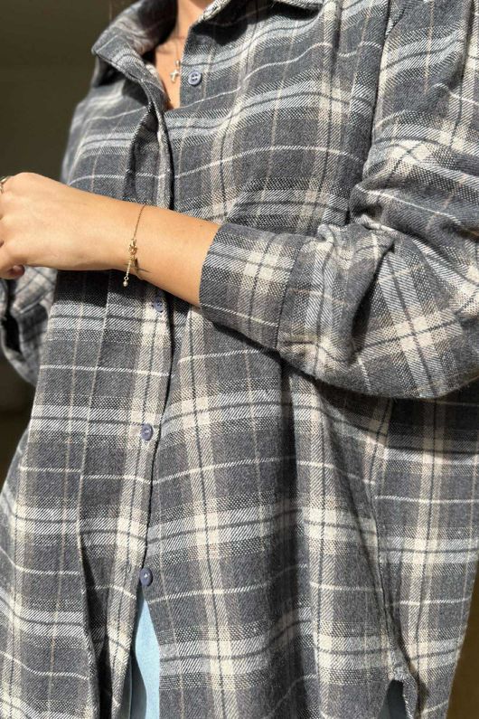 Patrick Plaid Brushed Cotton Shirt Grey